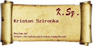 Kriston Szironka névjegykártya